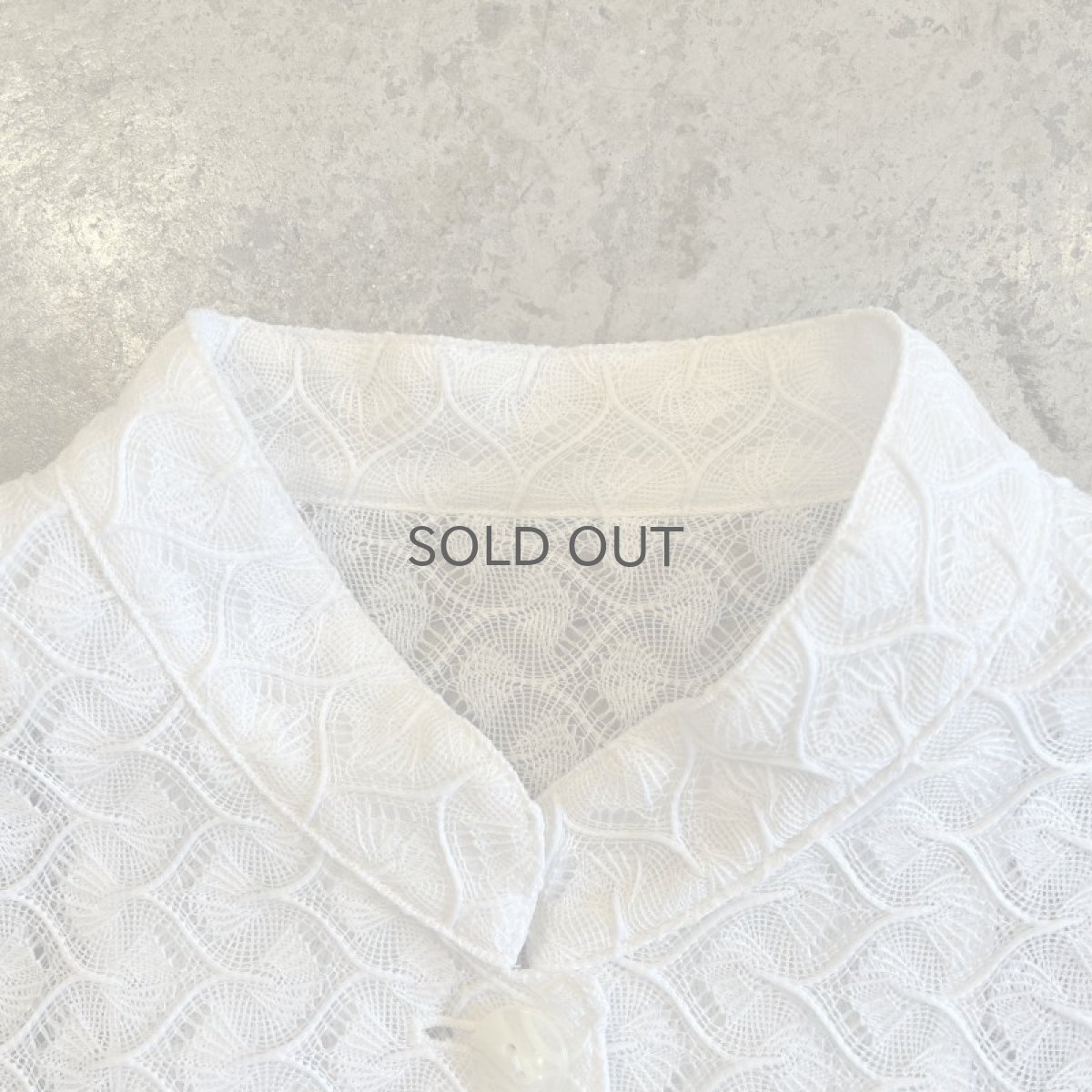 画像9: ALL OVER GEOMETRIC PATTERN DESIGN MESH STAND COLLAR L/S SHIRT / Ladies M (9)