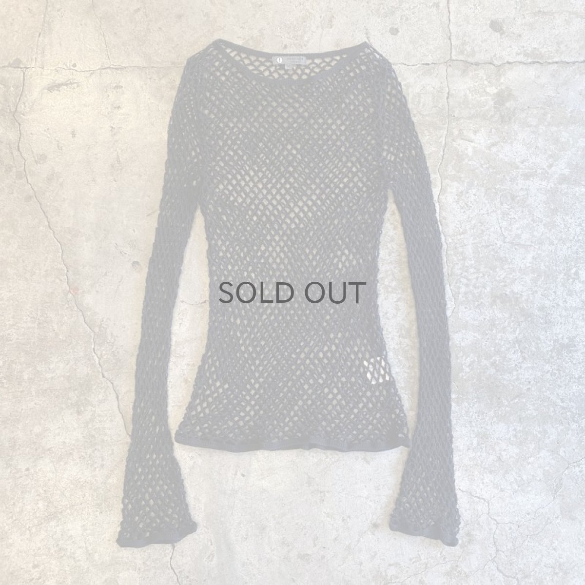画像1: BLACK COLOR FLARE DESIGN SLEEVE MESH TOPS / Ladies M (1)