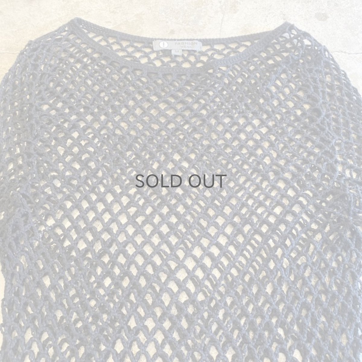 画像5: BLACK COLOR FLARE DESIGN SLEEVE MESH TOPS / Ladies M (5)