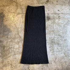 画像2: BLACK COLOR RIB KNIT LONG DESIGN SKIRT / W24~W35 (2)