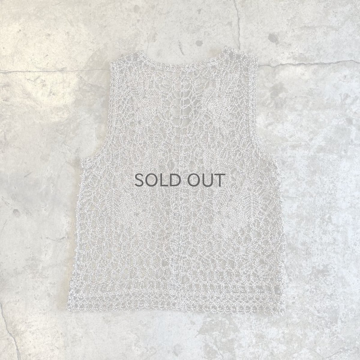 画像2: MONOCHROME REEF PATTERN CROCHET DESIGN  VEST / Ladies M (2)