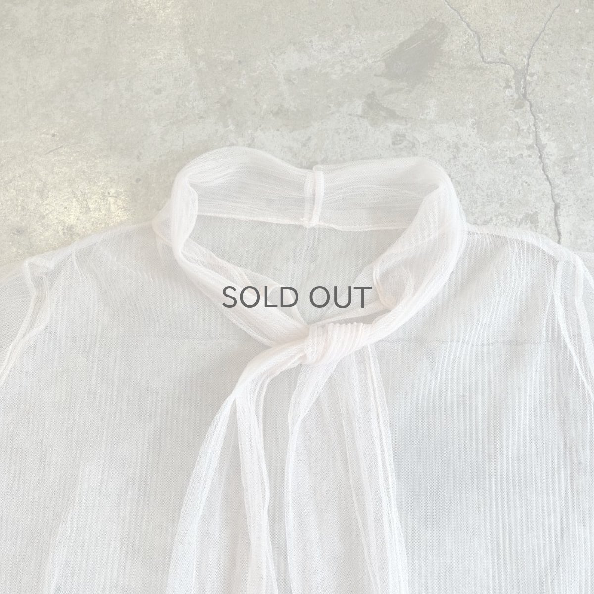 画像8: PALE TONE FRONT TIE DESIGN TULLE SHEER L/S TOPS / Ladies XL (8)