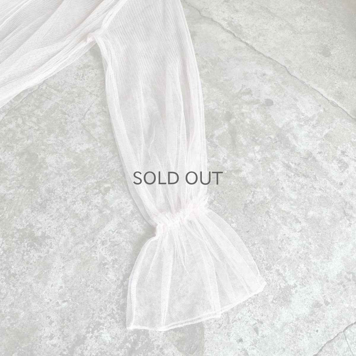 画像7: PALE TONE FRONT TIE DESIGN TULLE SHEER L/S TOPS / Ladies XL (7)