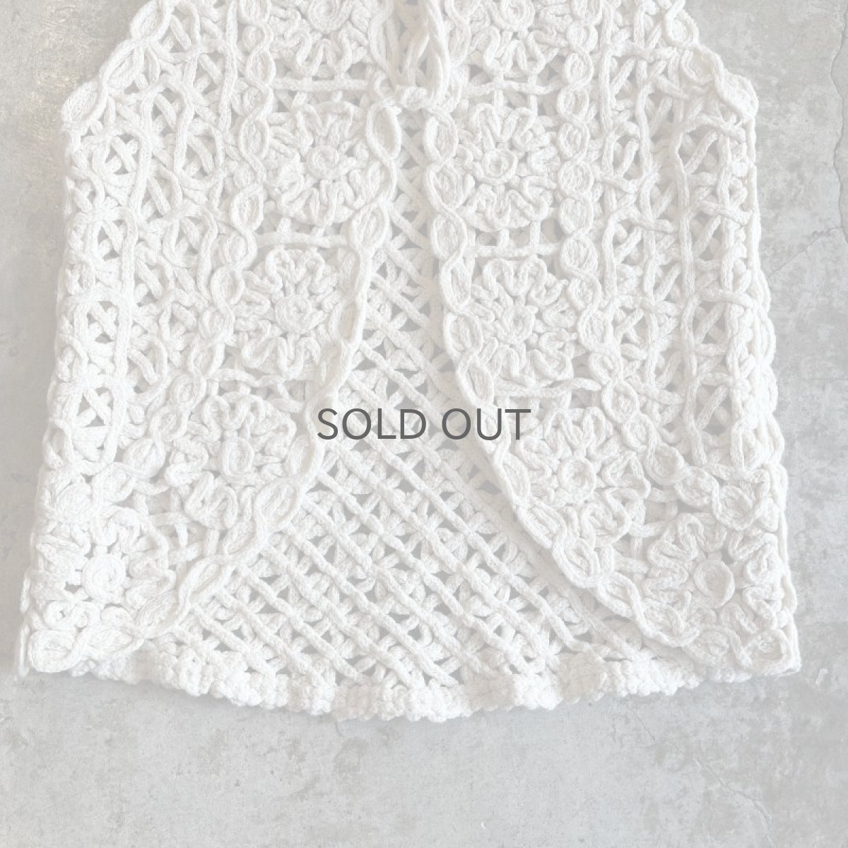 画像8: IVORY COLOR FLOWER PATTERN CROCHET DESIGN VEST / Ladies S (8)