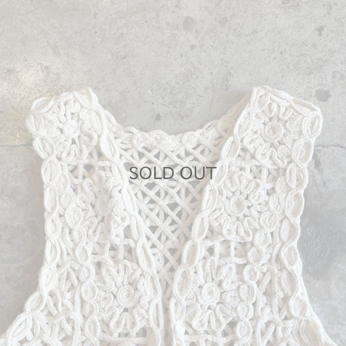 画像5: IVORY COLOR FLOWER PATTERN CROCHET DESIGN VEST / Ladies S (5)