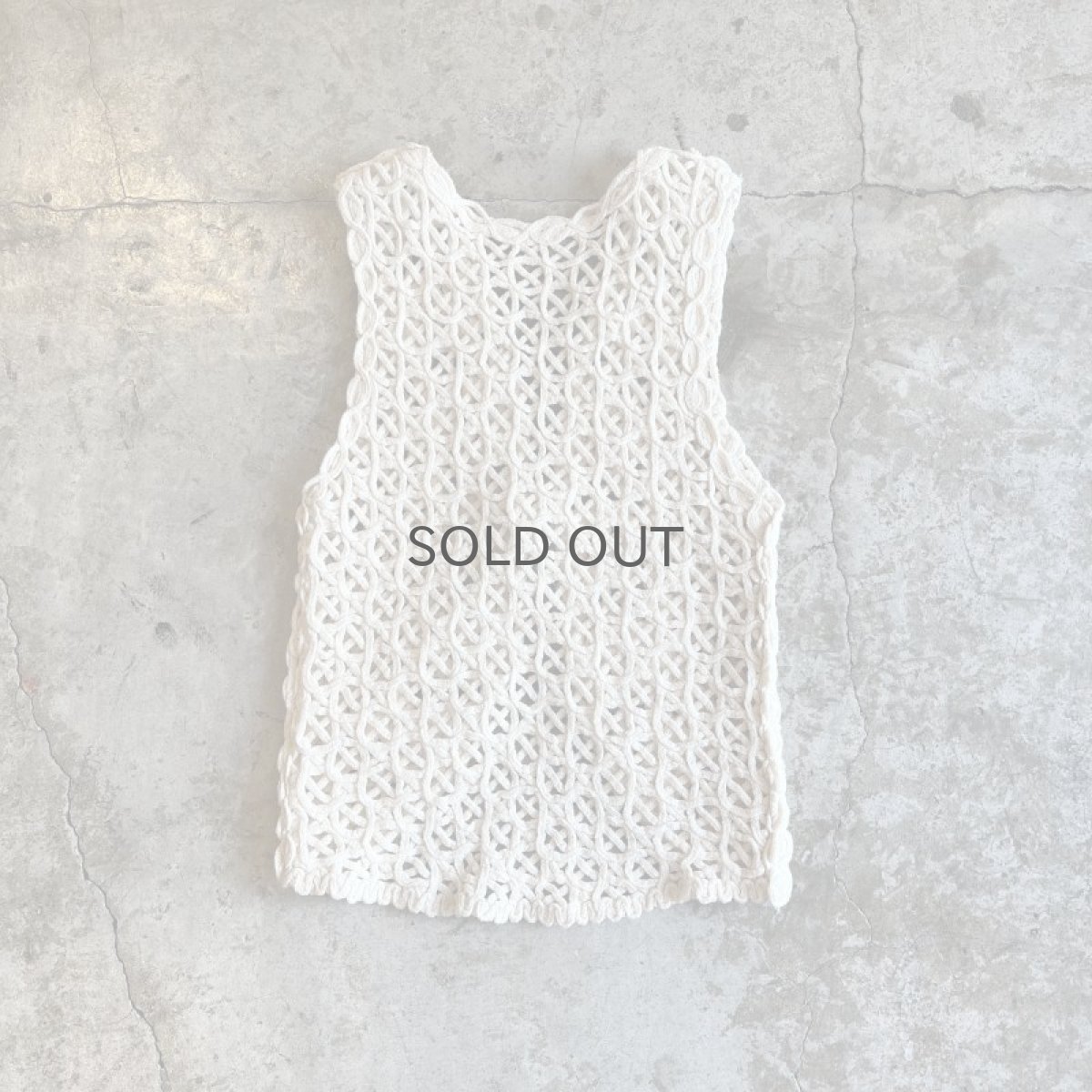 画像2: IVORY COLOR FLOWER PATTERN CROCHET DESIGN VEST / Ladies S (2)