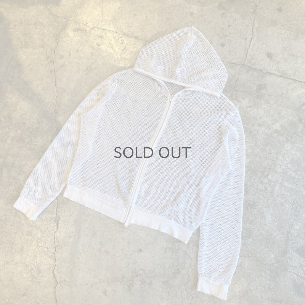 画像2: WHITE COLOR MESH DESIGN ZIP UP HOODIE / Ladies M (2)