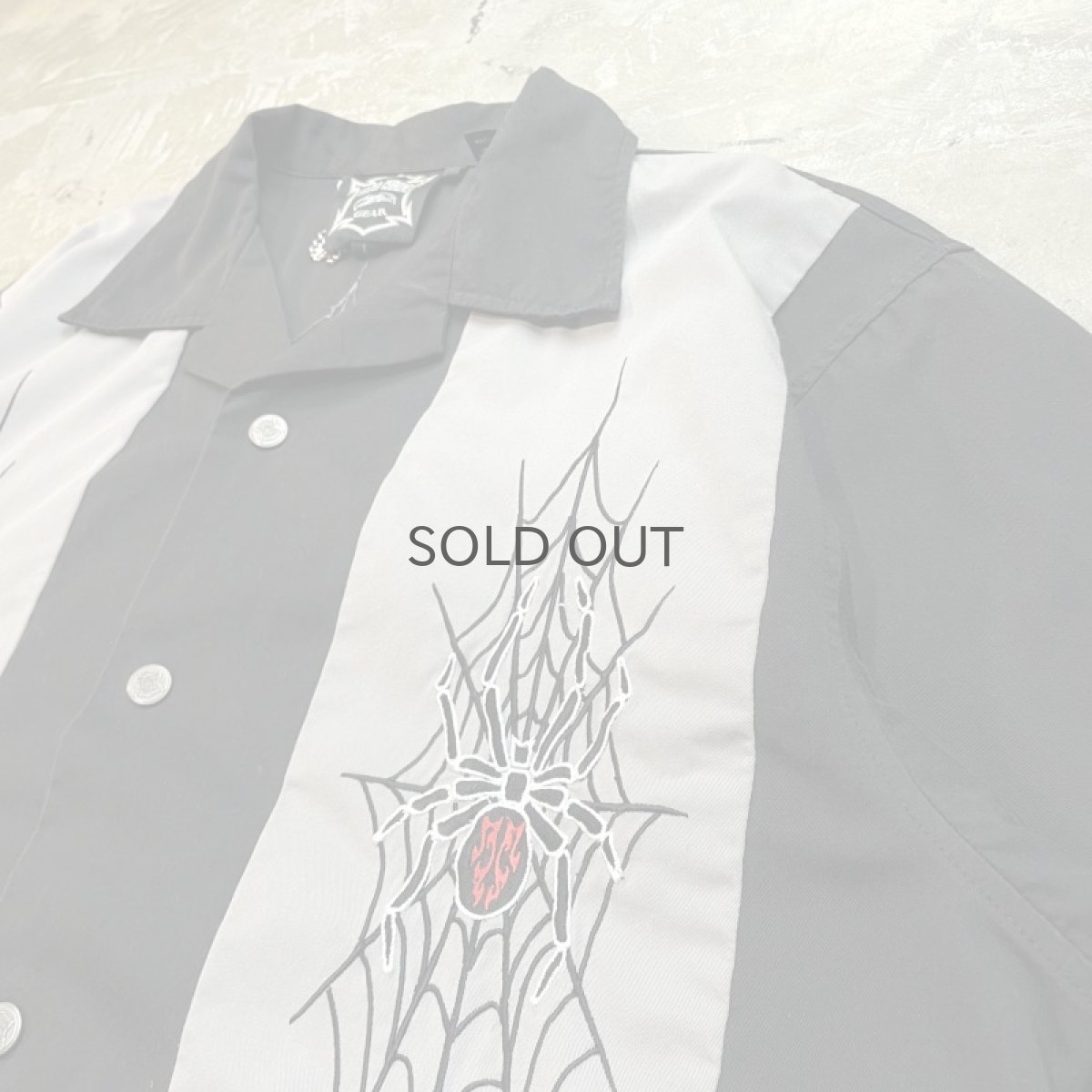 画像4: SPIDER EMBROIDERY OPEN COLLAR S/S SHIRT / Mens L (4)