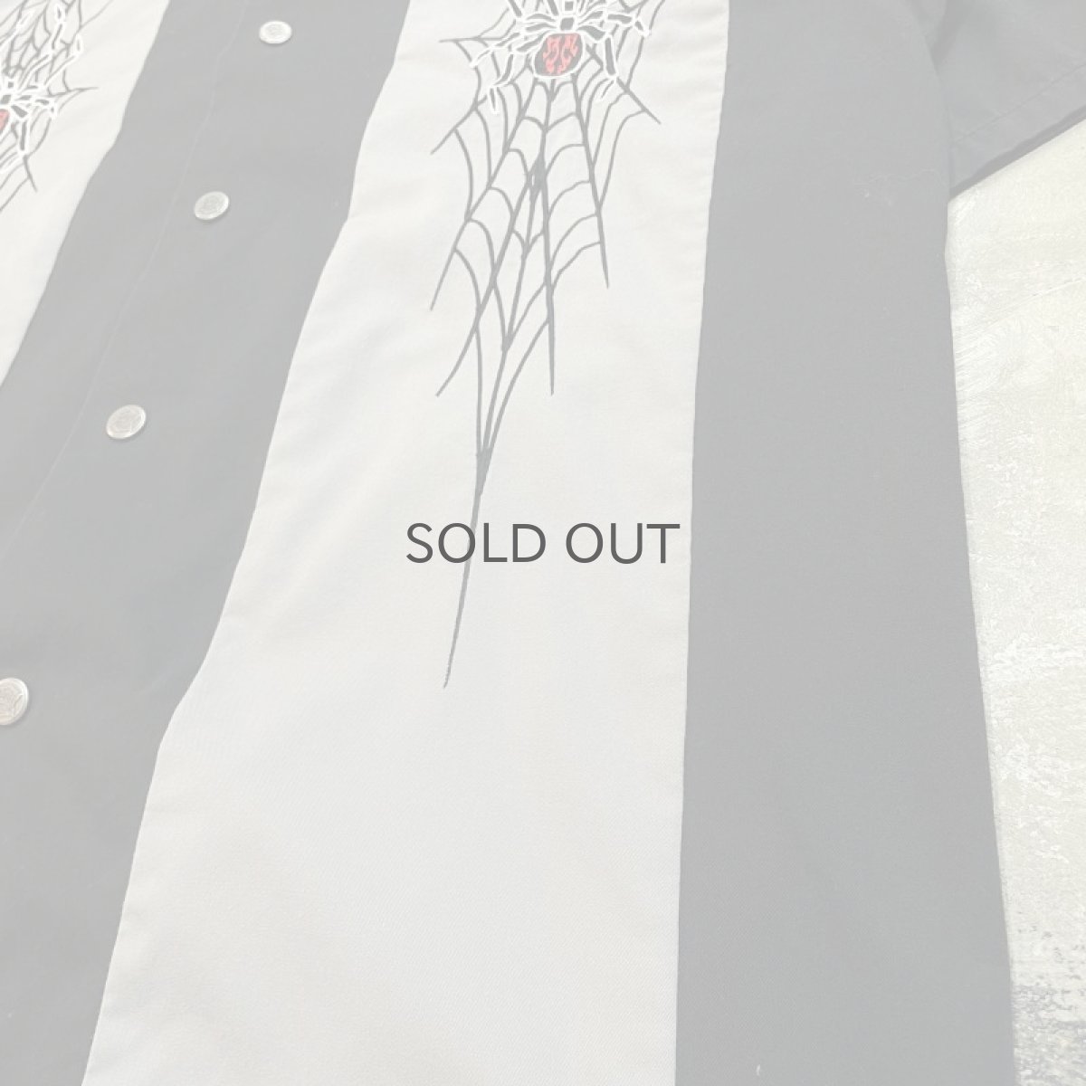 画像6: SPIDER EMBROIDERY OPEN COLLAR S/S SHIRT / Mens L (6)
