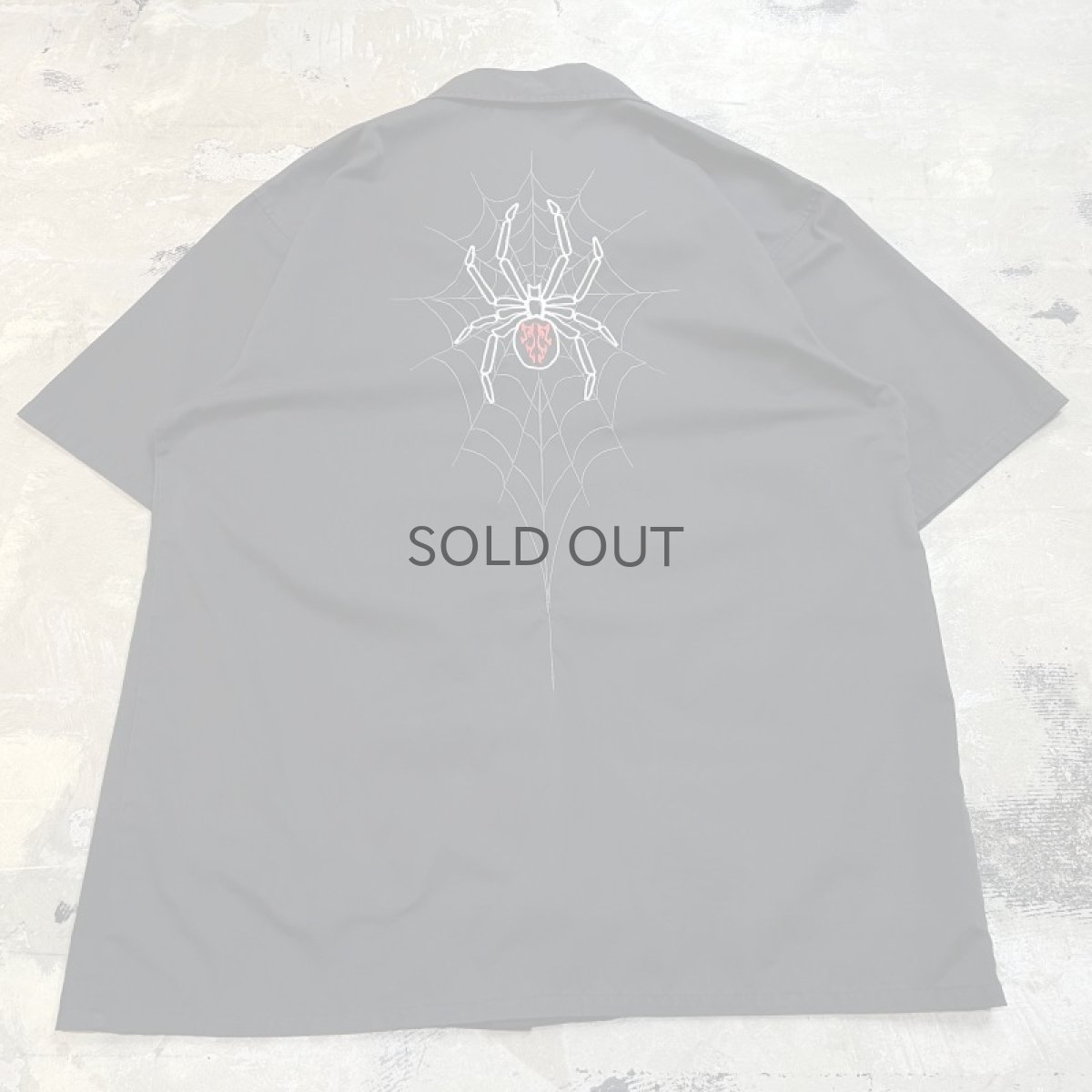 画像2: SPIDER EMBROIDERY OPEN COLLAR S/S SHIRT / Mens L (2)