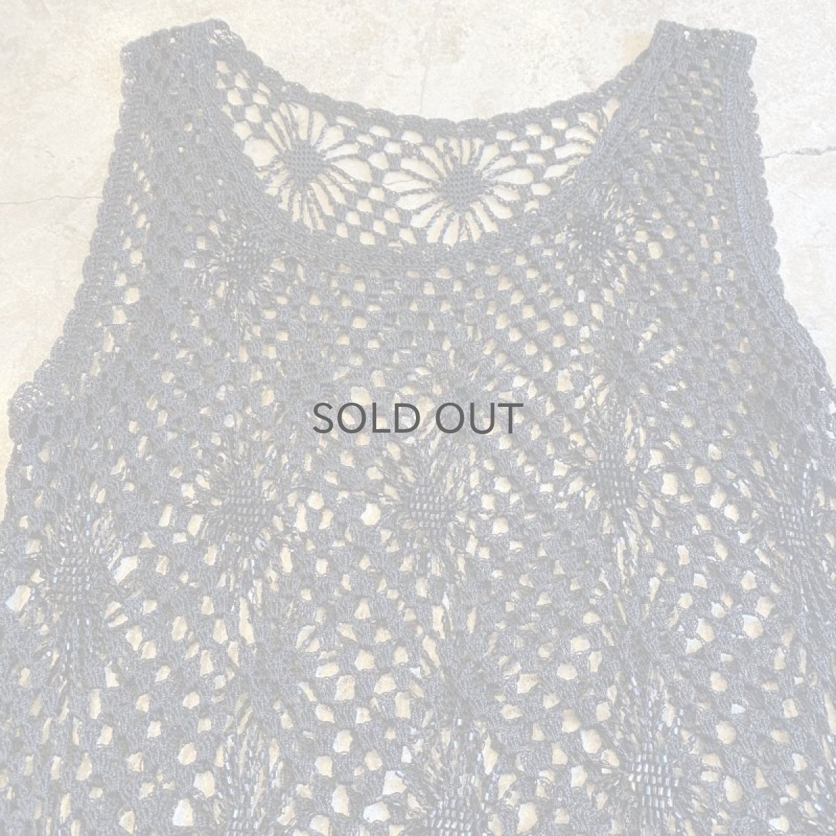 画像5: CROCHET BEADS DESIGN BLACK COLOR N/S TOPS / Ladies M (5)