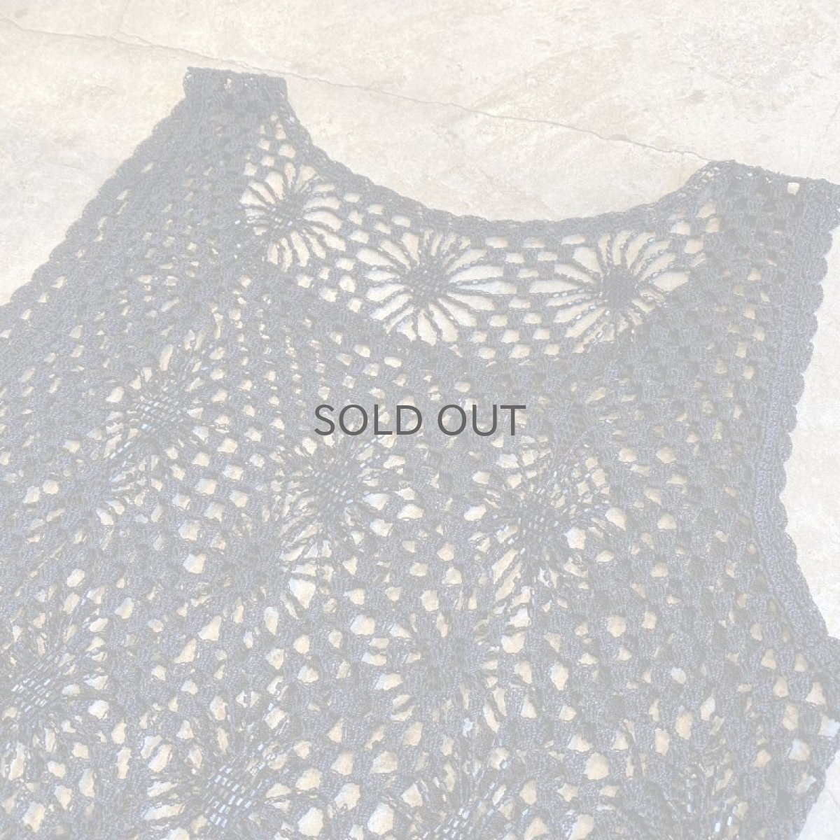 画像10: CROCHET BEADS DESIGN BLACK COLOR N/S TOPS / Ladies M (10)