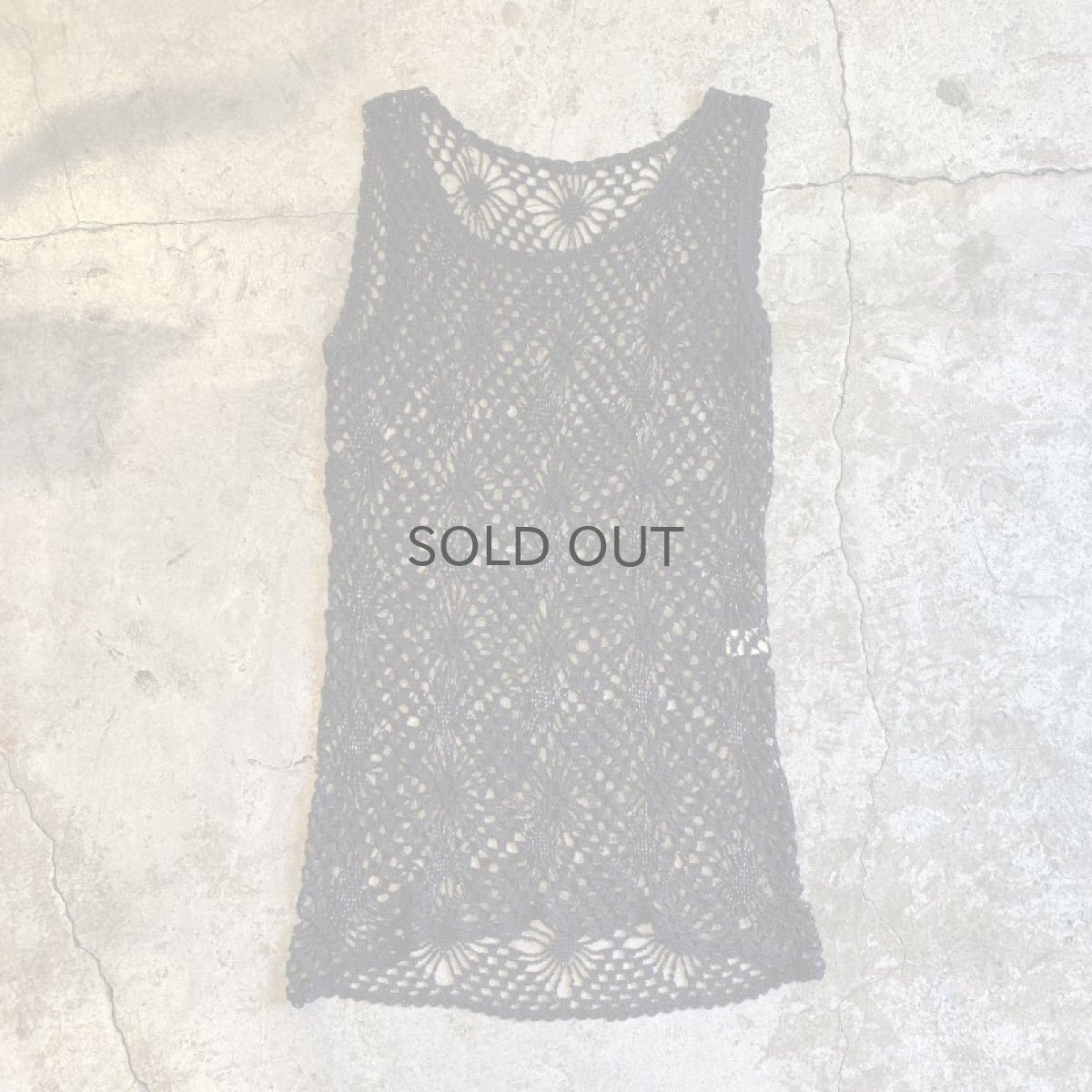 画像1: CROCHET BEADS DESIGN BLACK COLOR N/S TOPS / Ladies M (1)