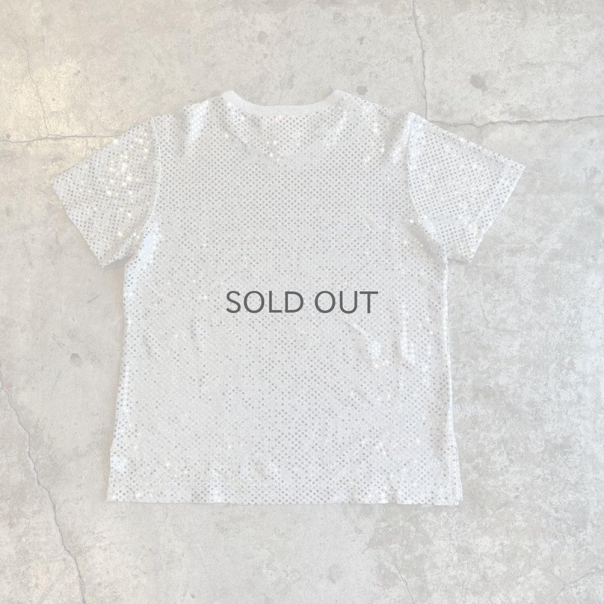 画像2: ALL OVER SILVER COLOR SEQUIN DESIGN S/S TOPS / Ladies M(S) / MADE IN USA (2)