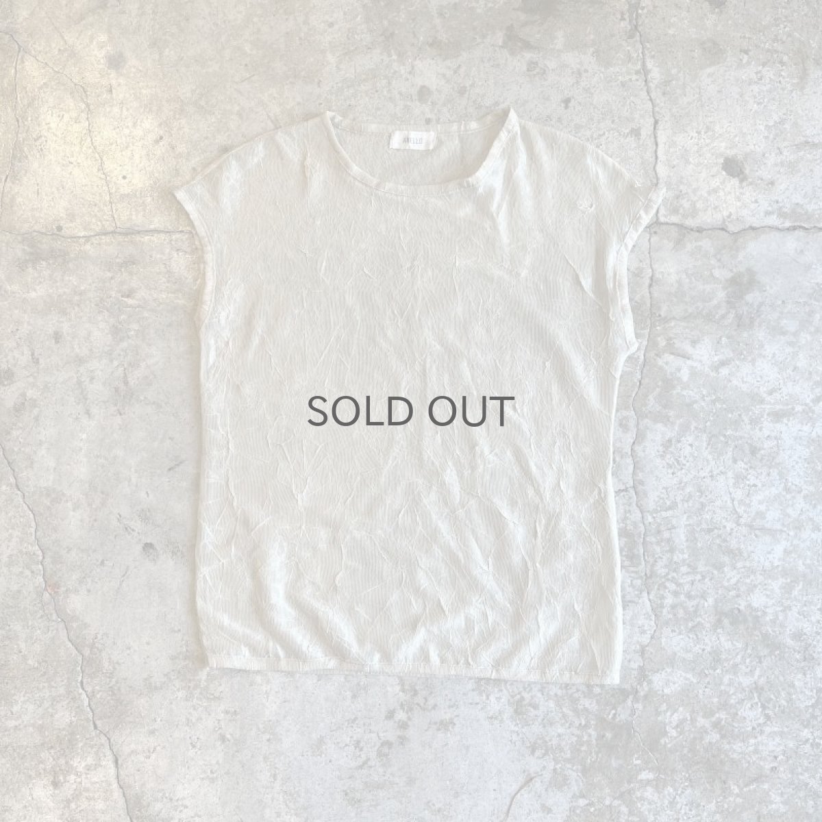 画像1: ALL OVER ART LINE DESIGN PALE TONE SHEER N/S TOPS / Ladies M (1)