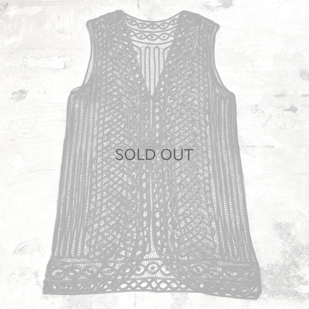 画像1: BLACK COLOR ALL OVER PATTERN LACE UP VEST / Mens L (1)