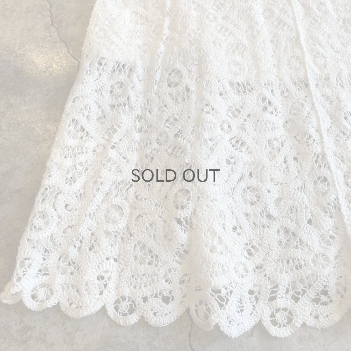 画像5: WHITE COLOR CROCHET LACE DESIGN LONG SKIRT / W25~W30 (5)