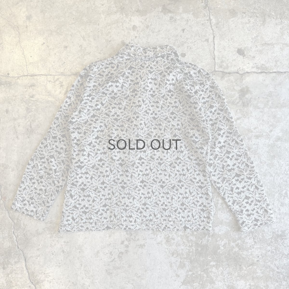 画像2: ALL OVER FLOWER EMBROIDERY DESIGN TULLE L/S SHIRT / Ladies M (2)