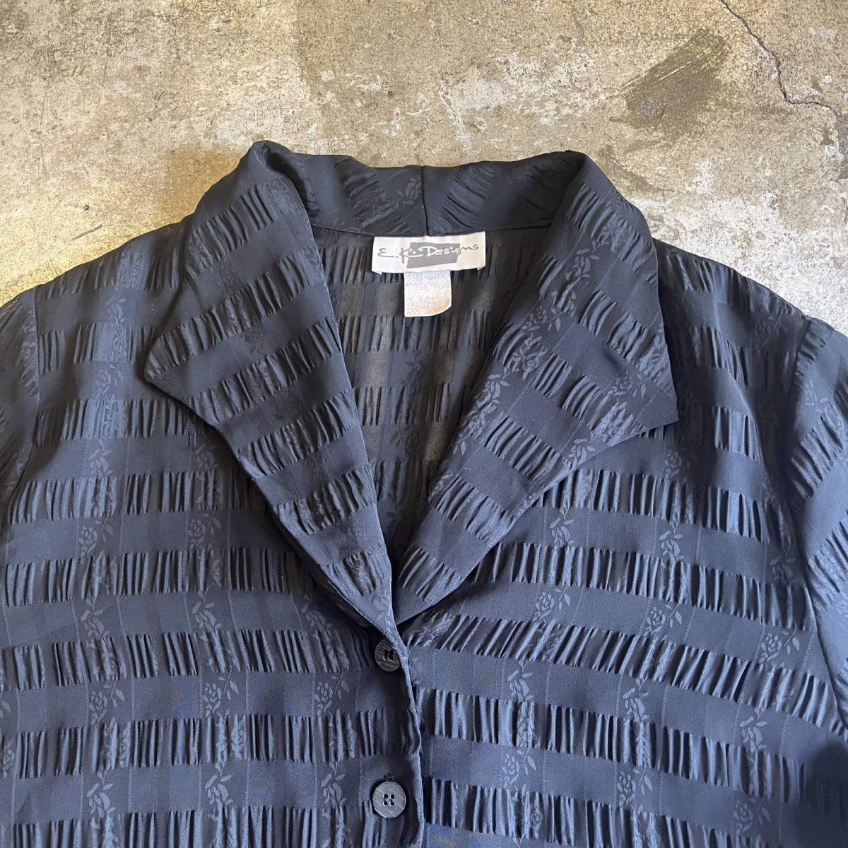 画像8: SIDE RIBBON DESIGN FLOWER LINE PATTERN SHEER L/S SHIRT / Ladies M (8)