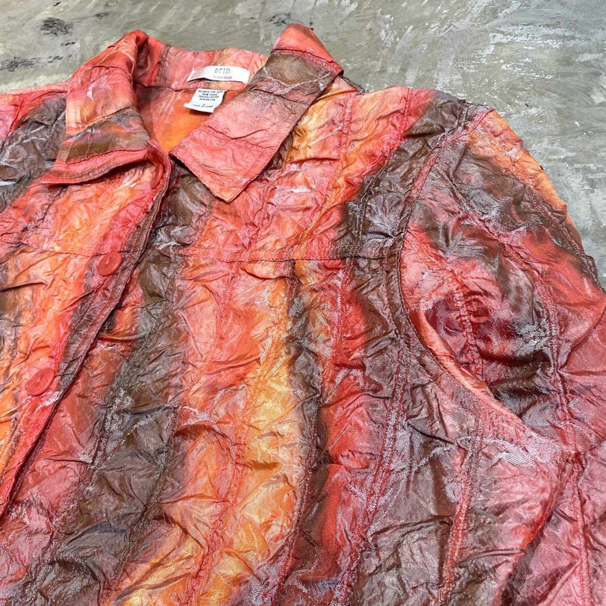 画像4: ALL OVER ARTISTIC WAVE PATTERN WASHER DESIGN SHIRT JACKET / Mens L(M) (4)