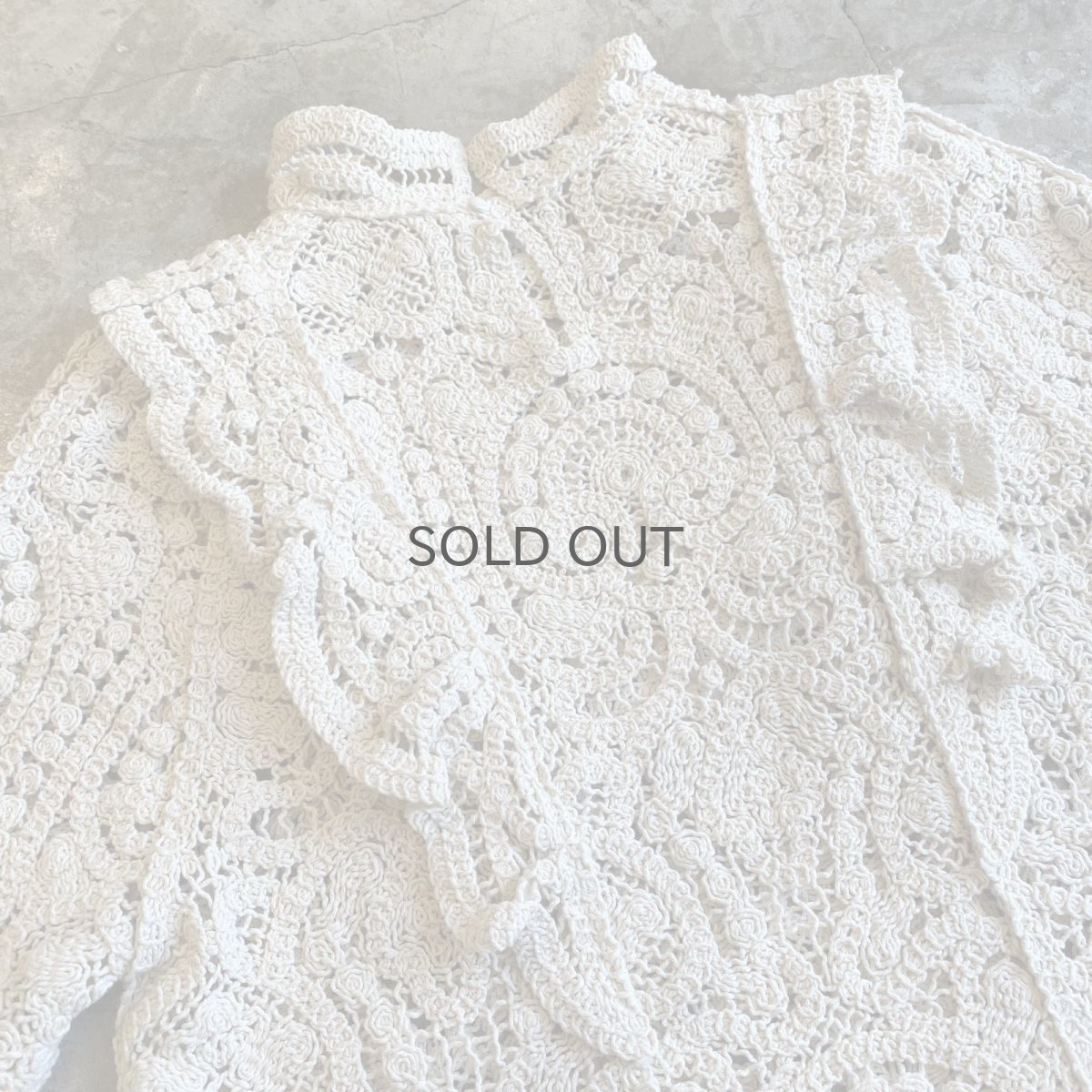 画像8: FRILL DESIGN CROCHET KNIT S/S TOPS / Ladies M (8)