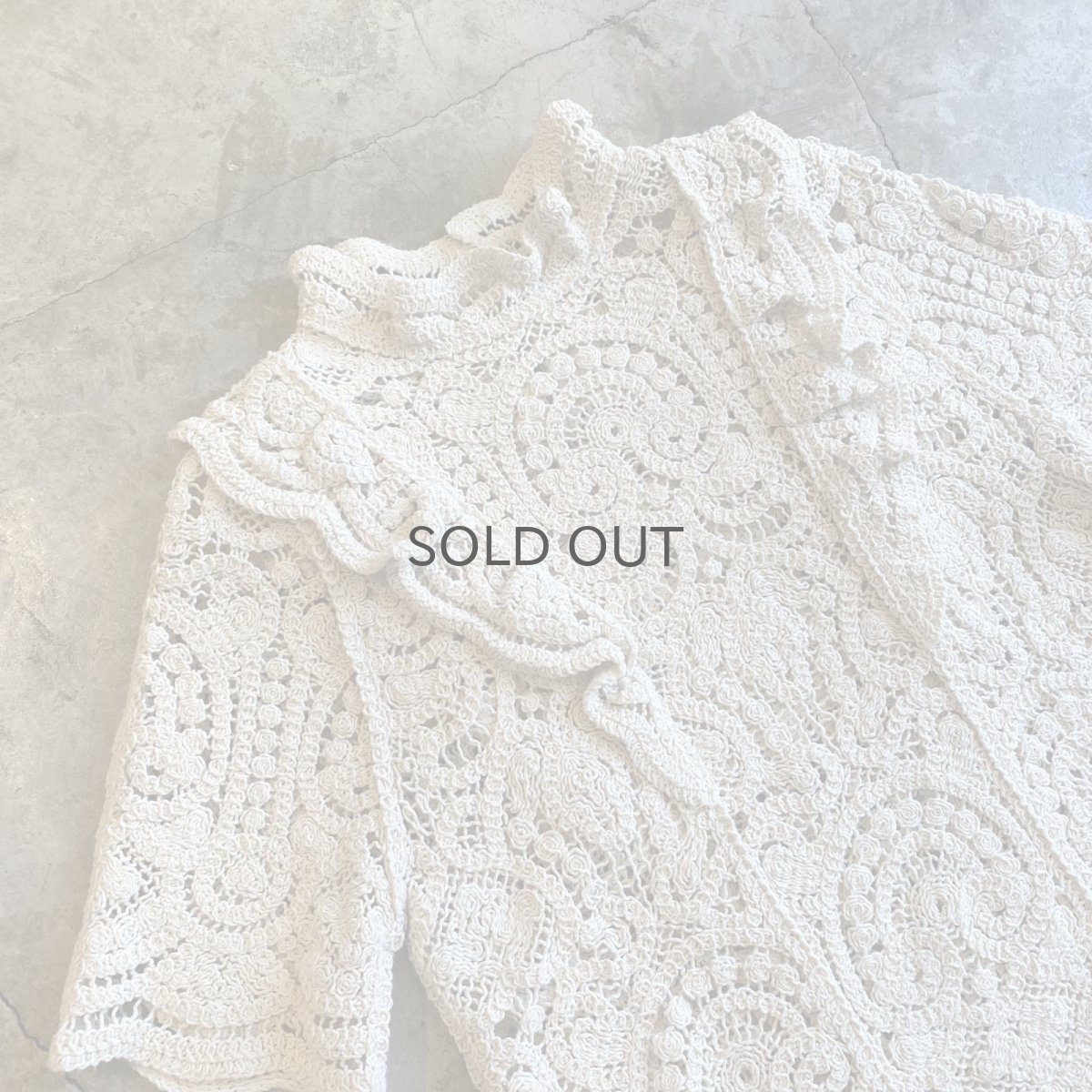 画像3: FRILL DESIGN CROCHET KNIT S/S TOPS / Ladies M (3)