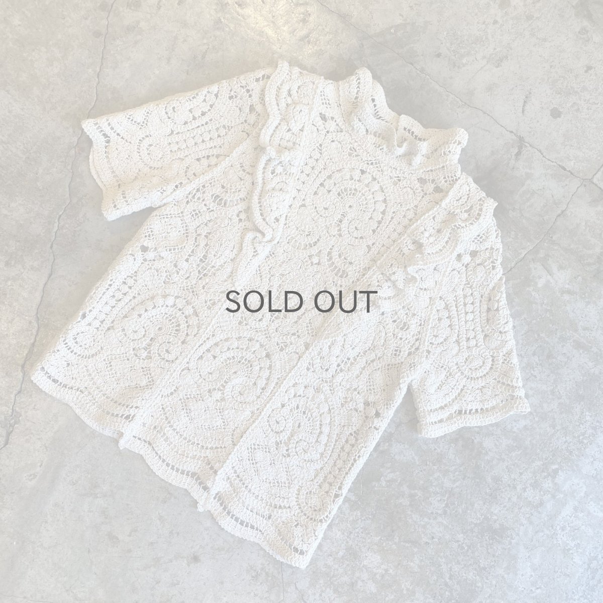 画像4: FRILL DESIGN CROCHET KNIT S/S TOPS / Ladies M (4)