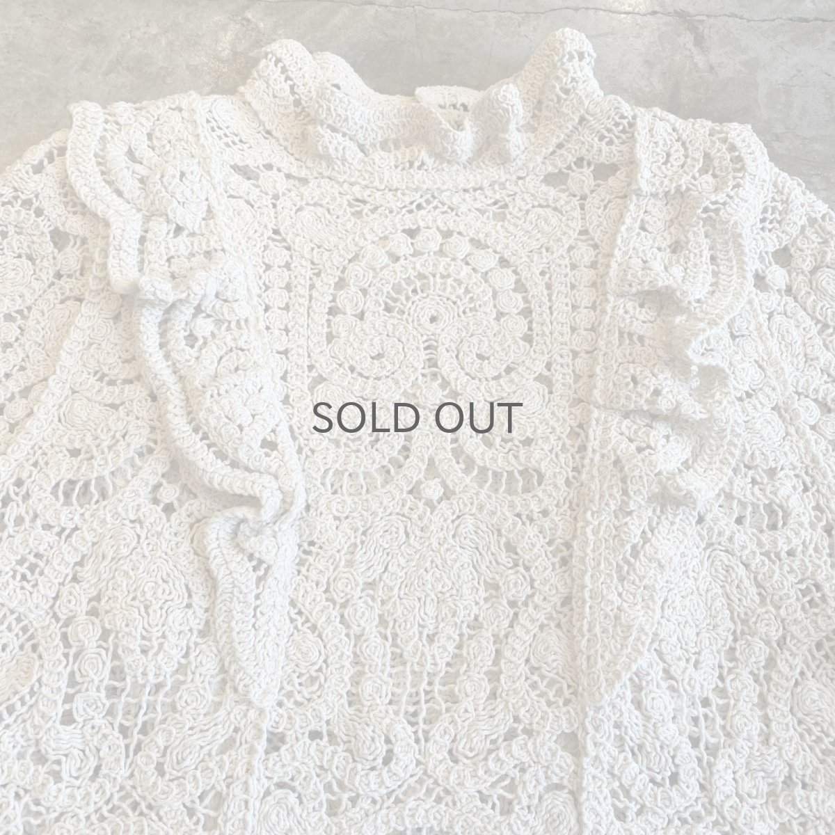 画像5: FRILL DESIGN CROCHET KNIT S/S TOPS / Ladies M (5)