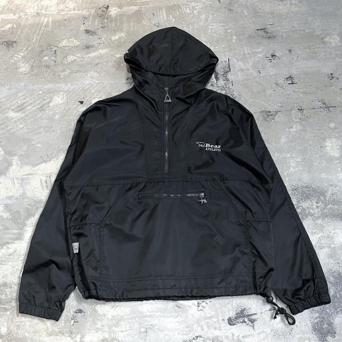 画像1: "BEAR ATHLETIC" EMBROIDERY BLACK ANORAK PARKA / Mens S (1)