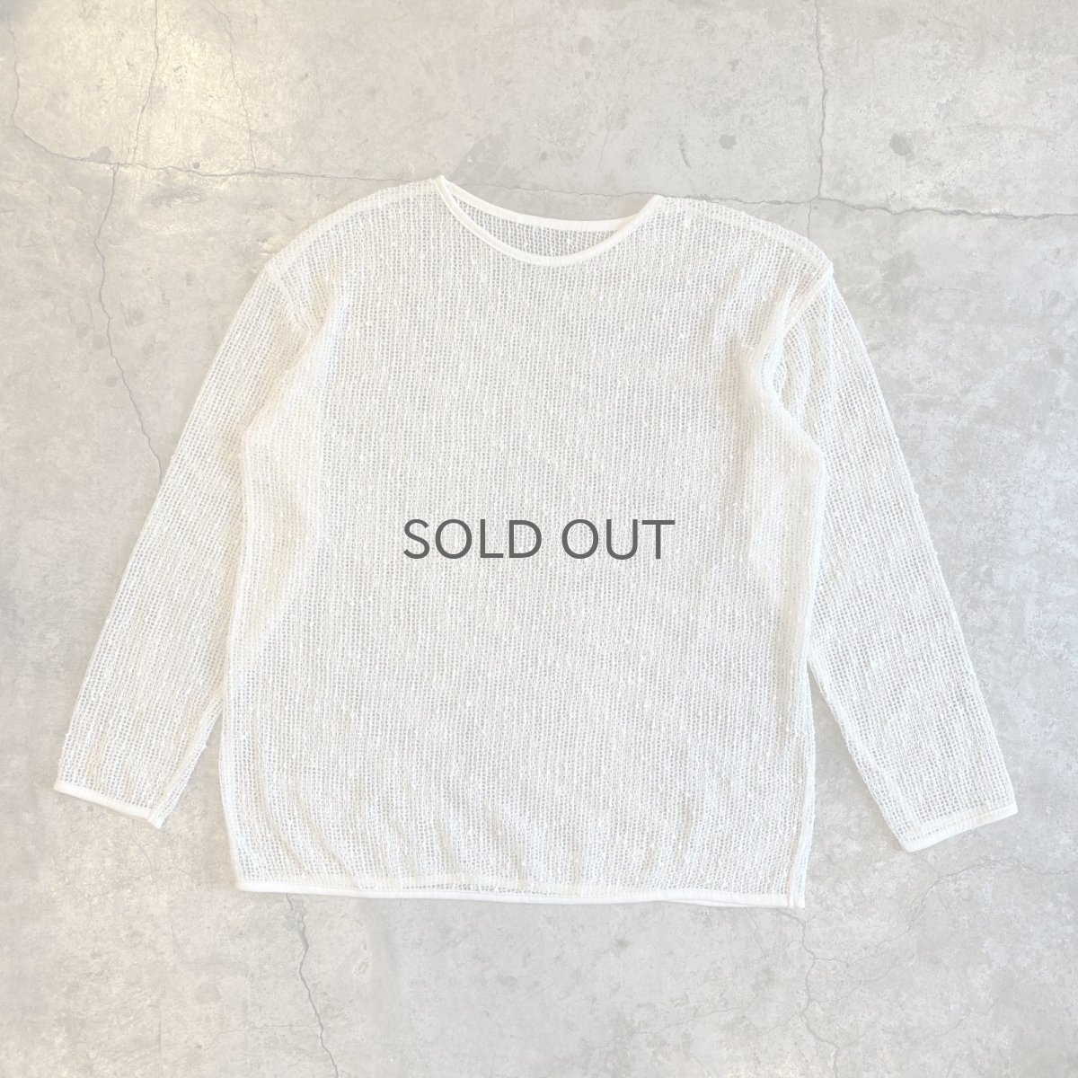 画像1: WHITE COLOR MESH DESIGN L/S TOPS / Ladies L (1)