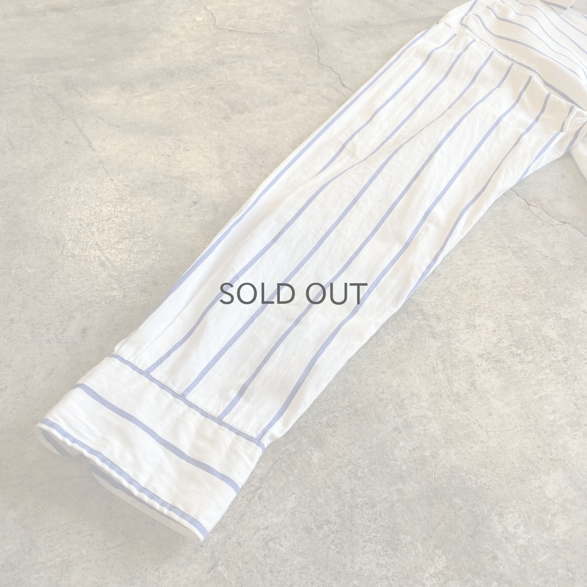 画像5: BLUE COLOR STRIPE PATTERN COTTON L/S SHIRT / Ladies L (5)