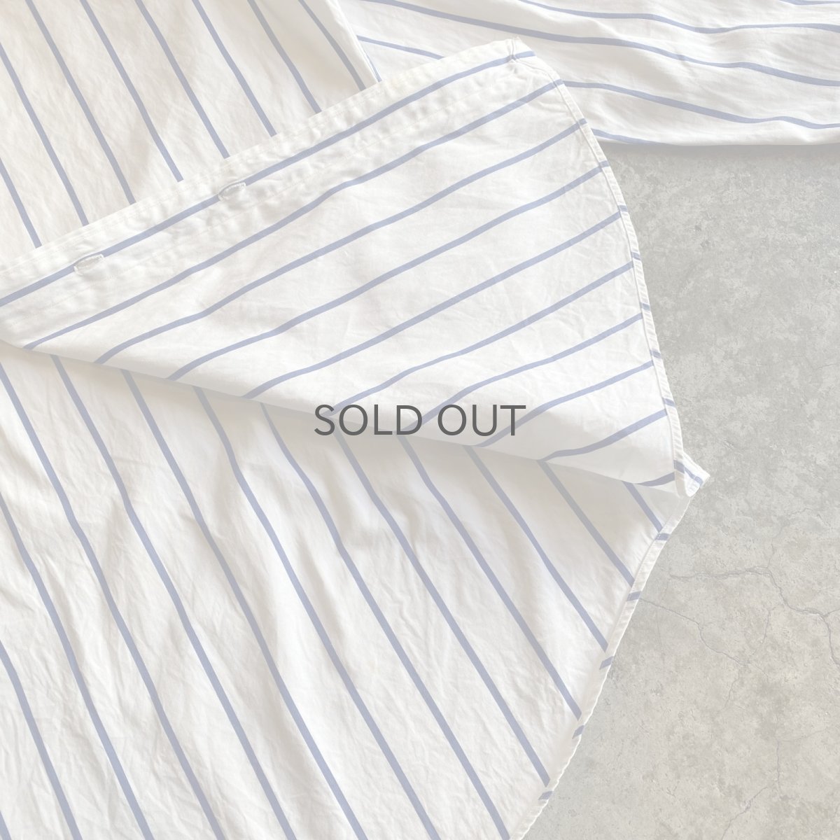 画像7: BLUE COLOR STRIPE PATTERN COTTON L/S SHIRT / Ladies L (7)