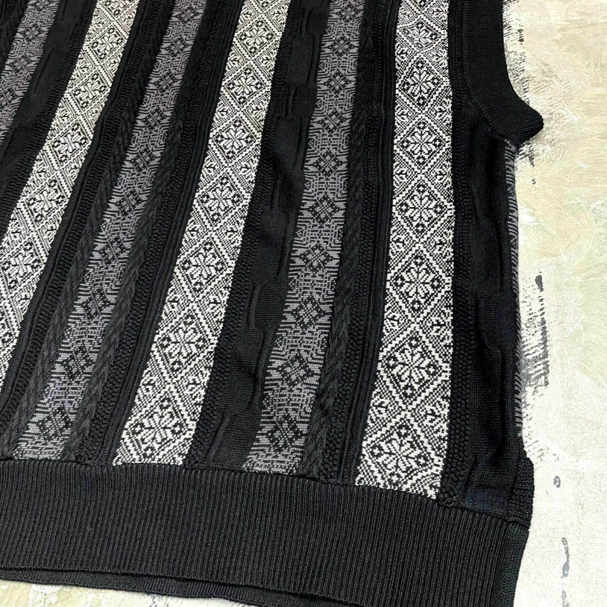 画像6: ALL OVER STRIPE PATTERN KNIT VEST / Mens L (6)