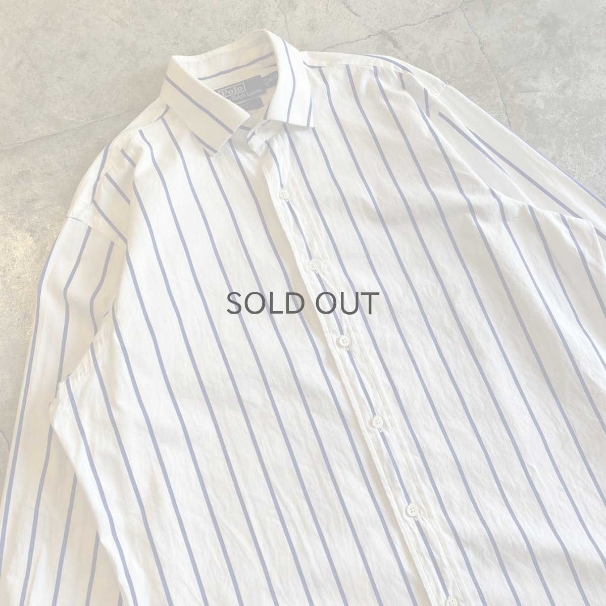 画像3: BLUE COLOR STRIPE PATTERN COTTON L/S SHIRT / Ladies L (3)