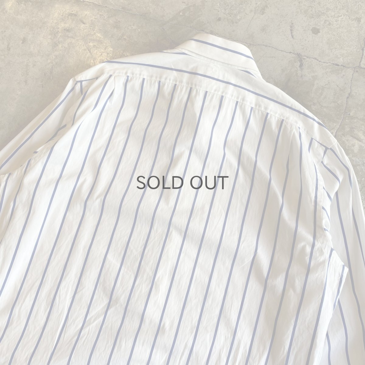 画像8: BLUE COLOR STRIPE PATTERN COTTON L/S SHIRT / Ladies L (8)