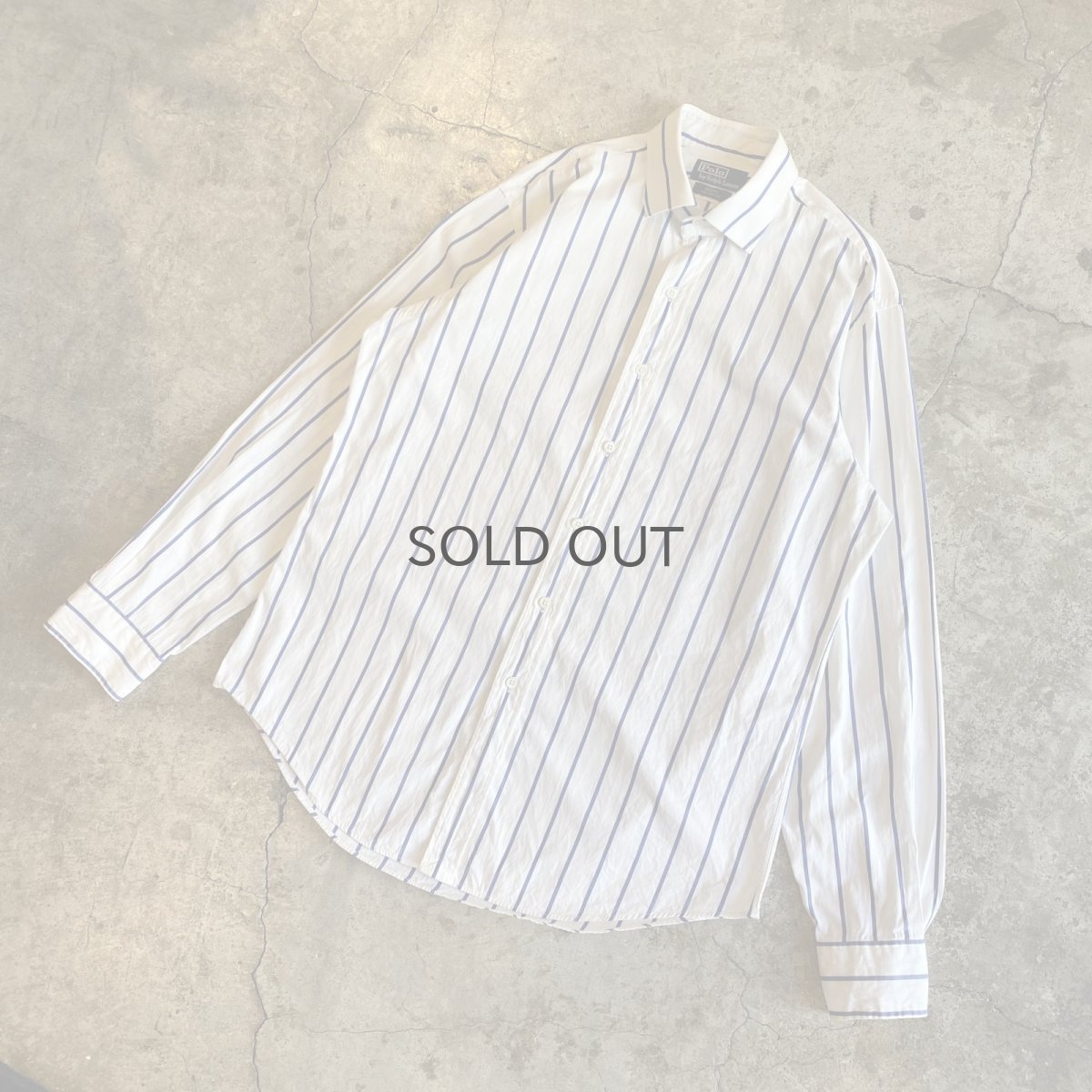 画像4: BLUE COLOR STRIPE PATTERN COTTON L/S SHIRT / Ladies L (4)