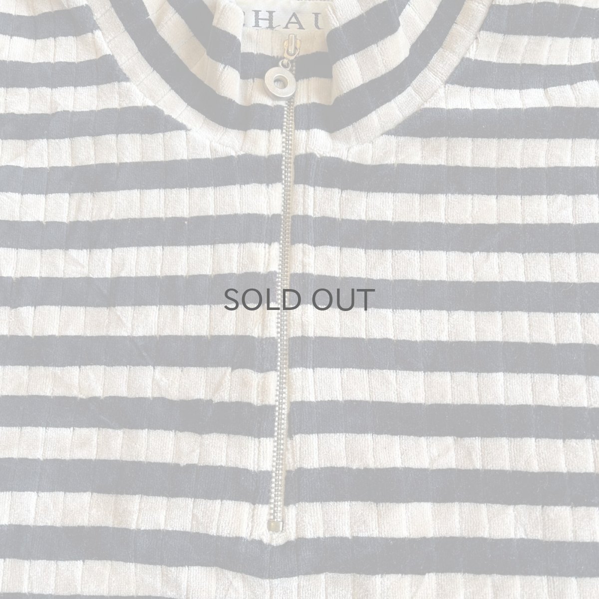 画像10: ALL OVER BORDER PATTERN HALF ZIP DESIGN VELVET L/S TOPS /  Ladies XL(1) (10)