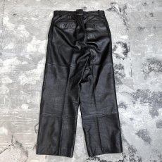 画像2: STRAIGHT SILHOUETTE BLACK REAL LEATHER PANTS / W31 (2)