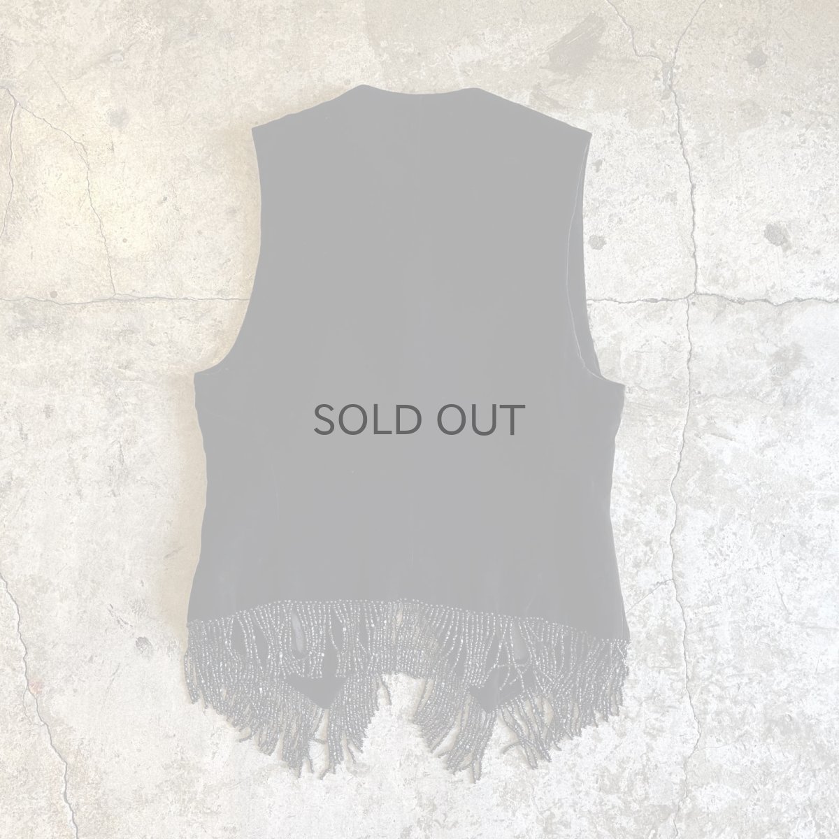 画像2: DOWN BEADS FRINGE DESIGN VELVET VEST / Ladies M(46) / MADE IN ITALY (2)