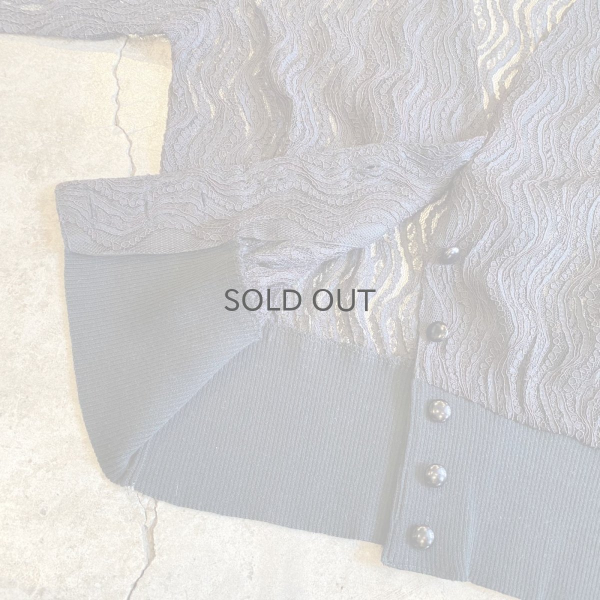 画像8: BLACK COLOR LACE DESIGN V NECK CARDIGAN / Ladies M (8)