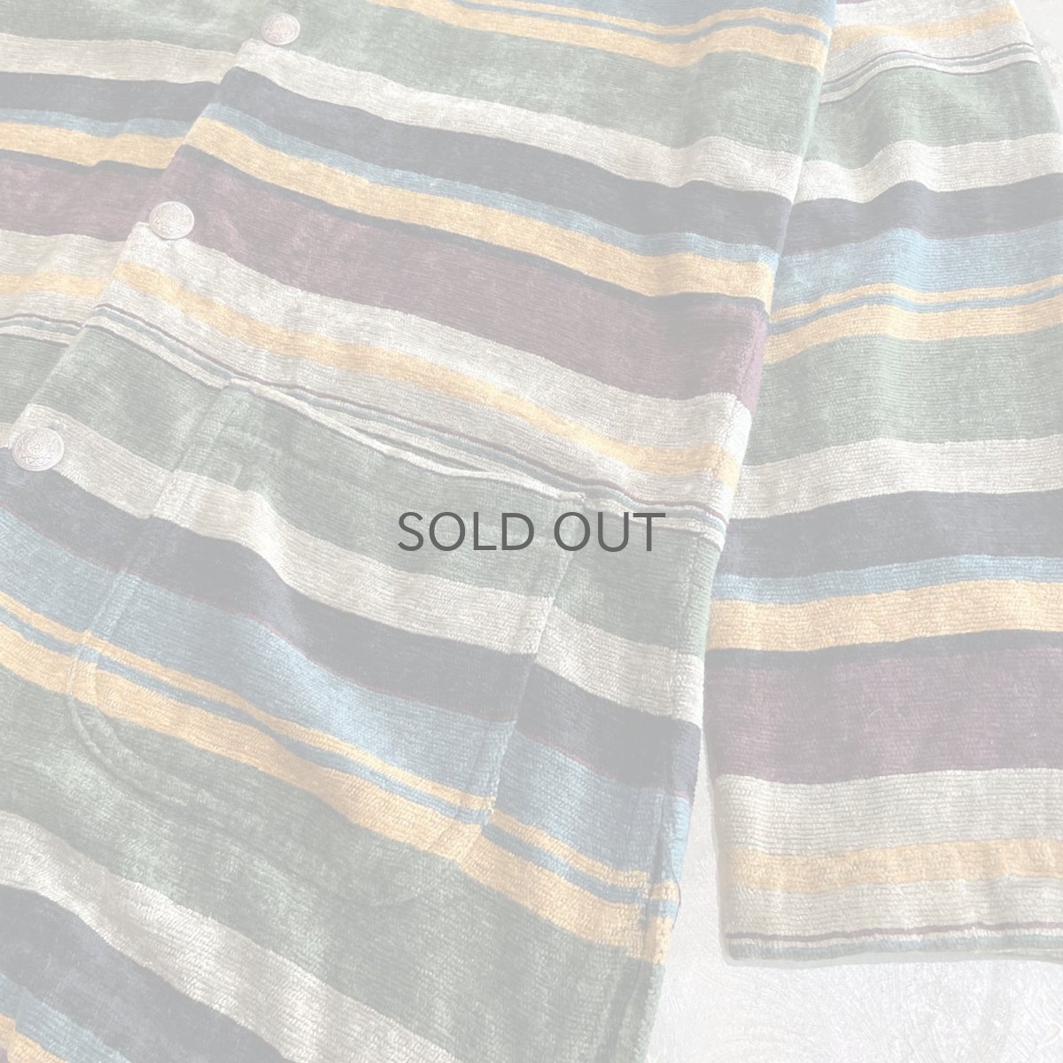 画像6: ALL OVER MULTI BORDER PATTERN VELOUR L/S SHIRT / Mens L (6)