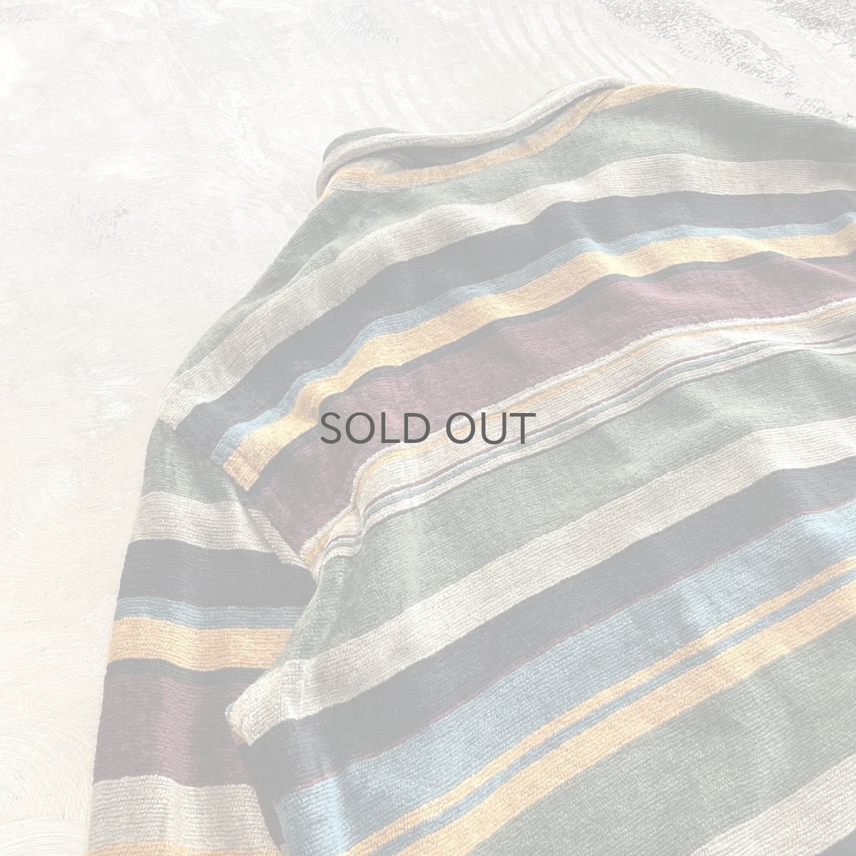 画像9: ALL OVER MULTI BORDER PATTERN VELOUR L/S SHIRT / Mens L (9)