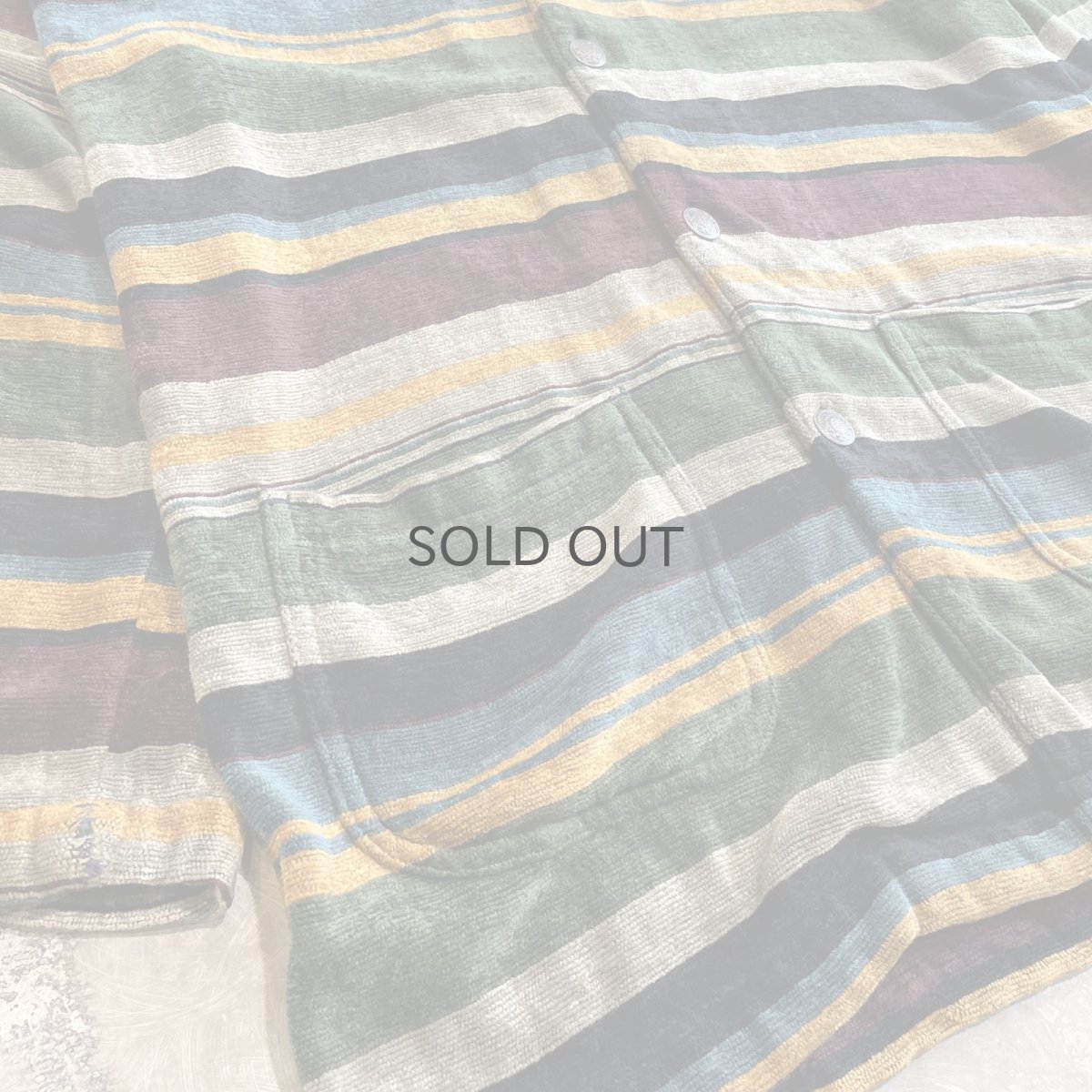 画像5: ALL OVER MULTI BORDER PATTERN VELOUR L/S SHIRT / Mens L (5)