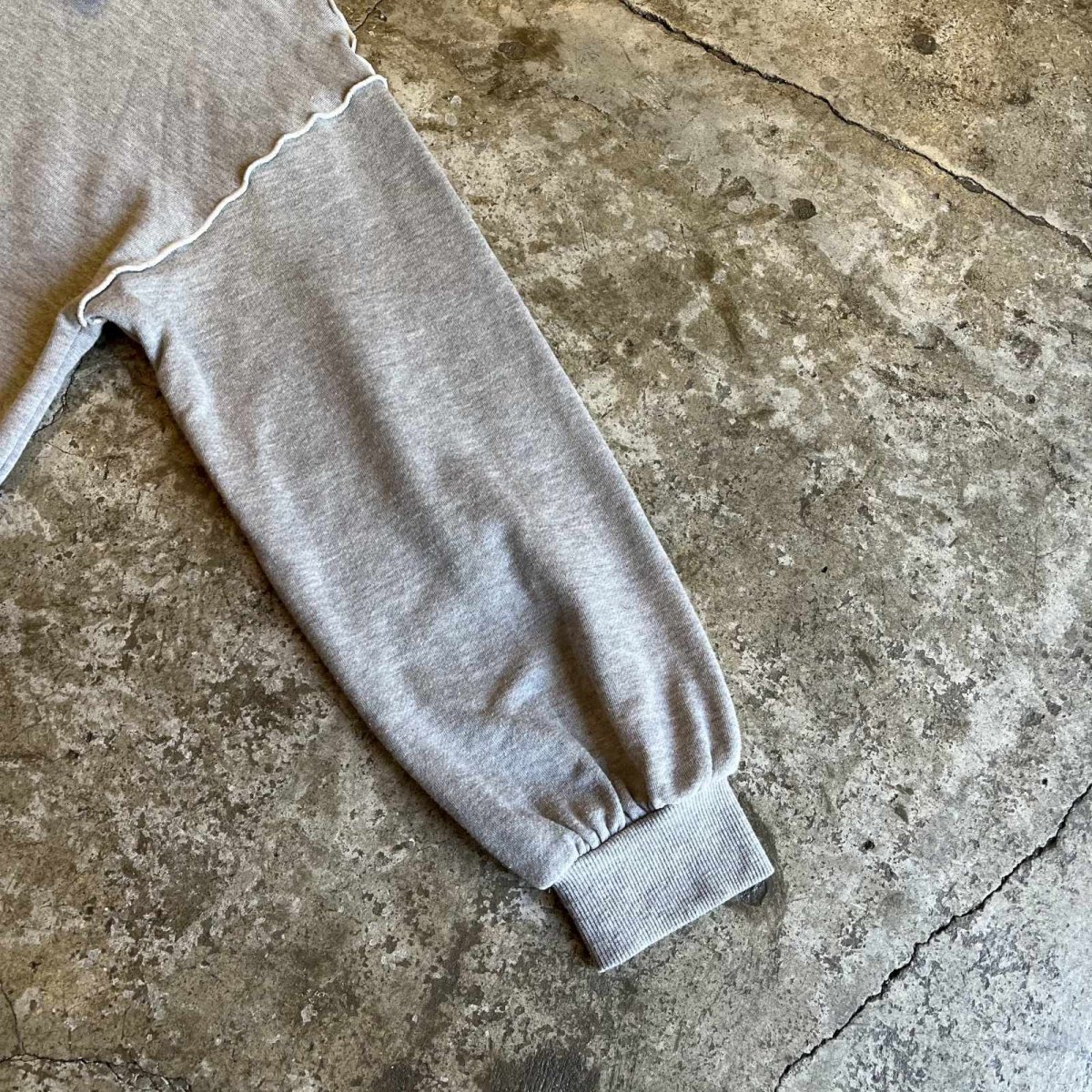 画像7: OUT STITCH LINE DESIGN HALF ZIP VOLUME SLEEVE L/S SWEAT / Ladies L (7)