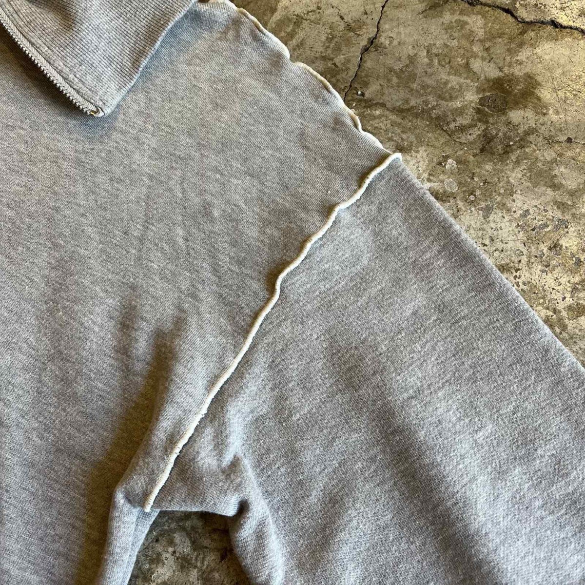 画像8: OUT STITCH LINE DESIGN HALF ZIP VOLUME SLEEVE L/S SWEAT / Ladies L (8)