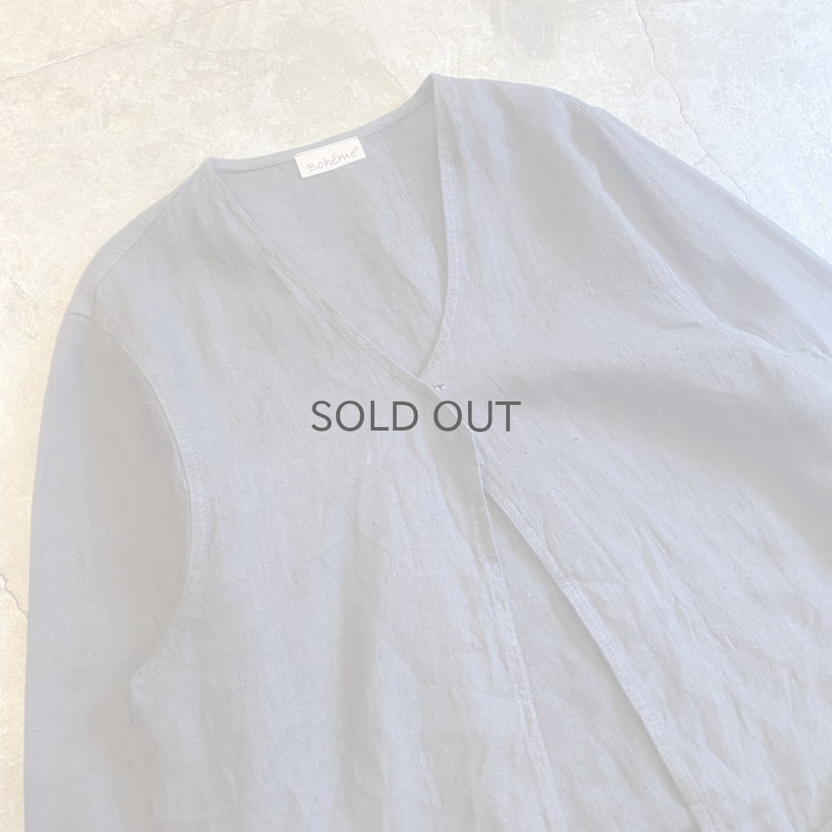 画像3: BLACK COLOR LINEN ASYMMETRY DESIGN JACKET / Ladies L (3)