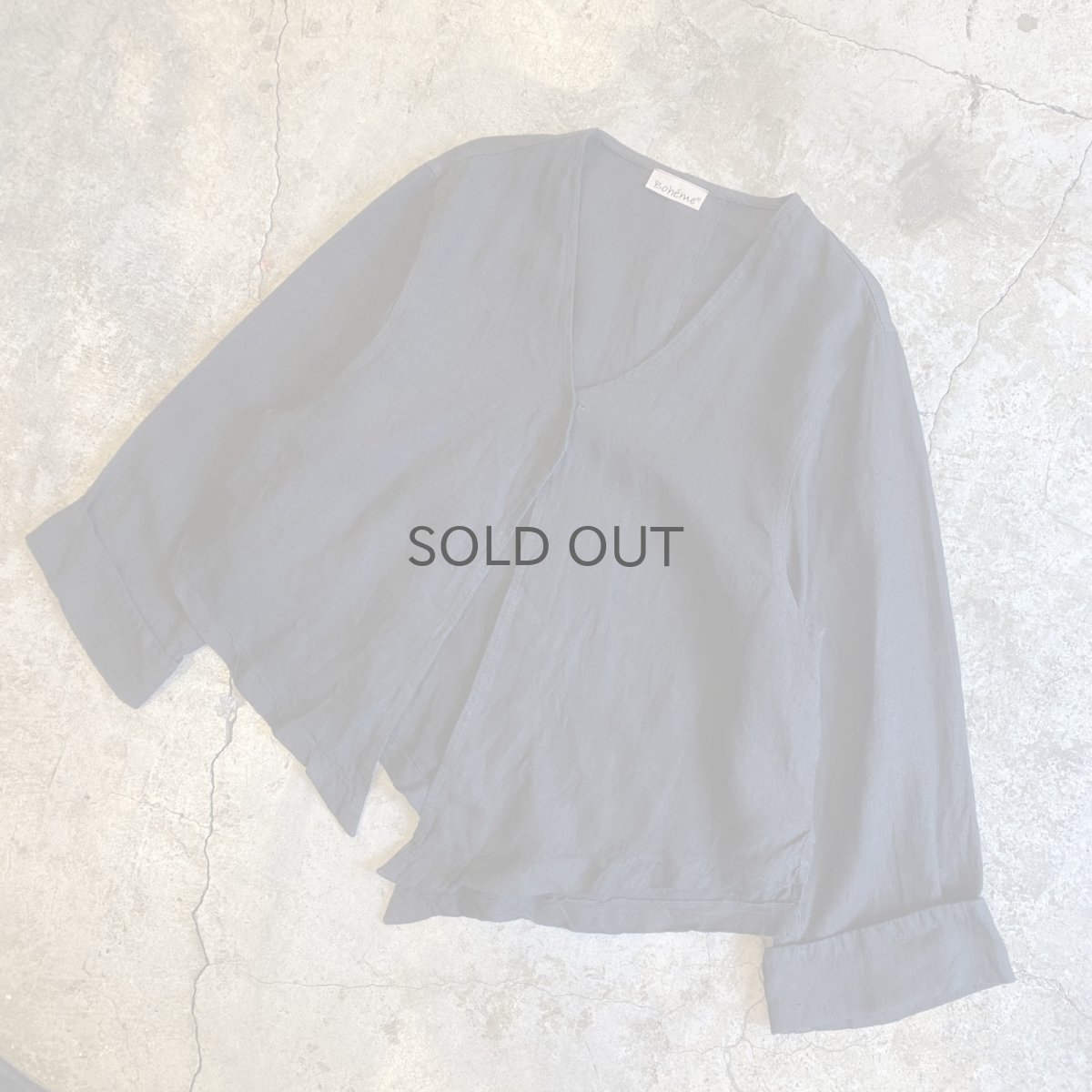 画像4: BLACK COLOR LINEN ASYMMETRY DESIGN JACKET / Ladies L (4)