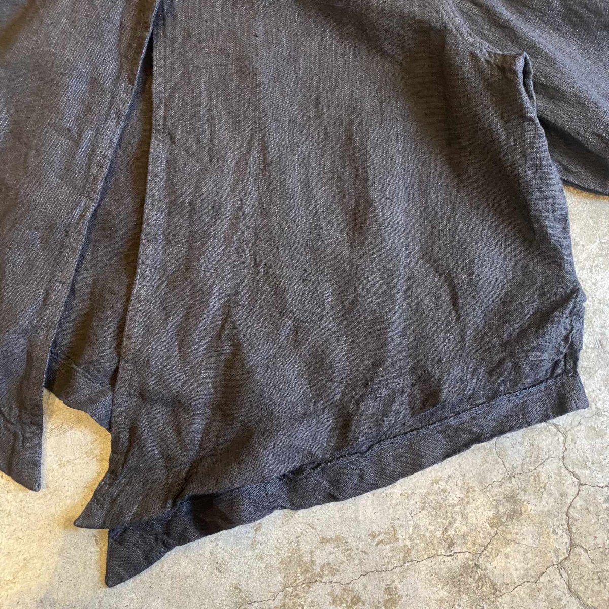画像5: BLACK COLOR LINEN ASYMMETRY DESIGN JACKET / Ladies L (5)
