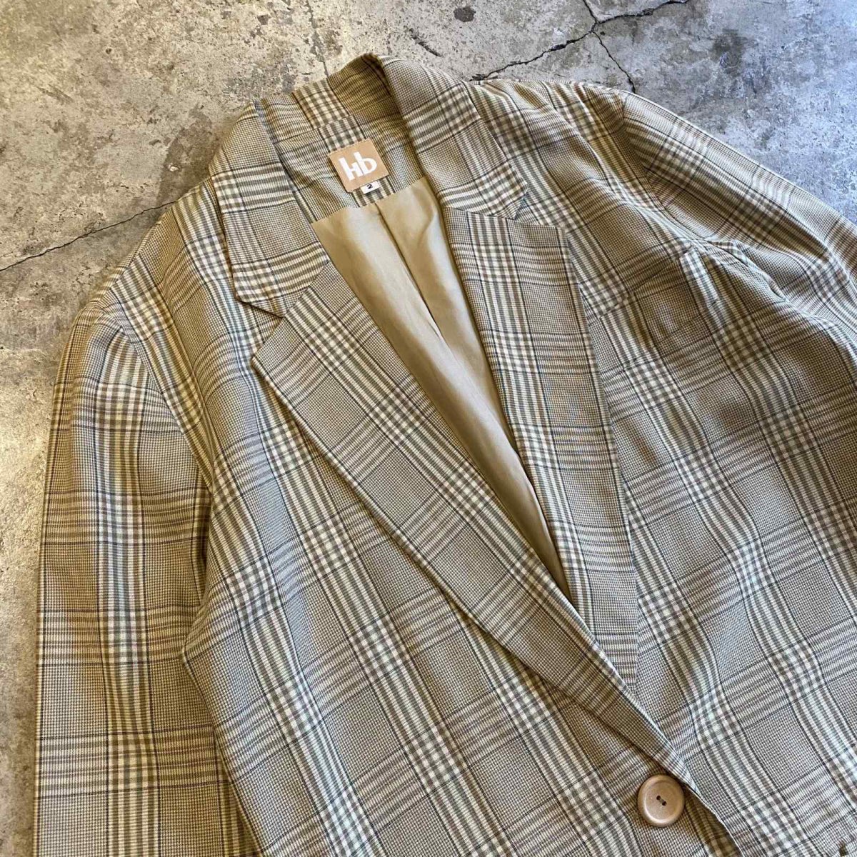 画像3: COLOR DESIGN CHECK TAILORED JACKET / Ladies M / MADE IN USA (3)