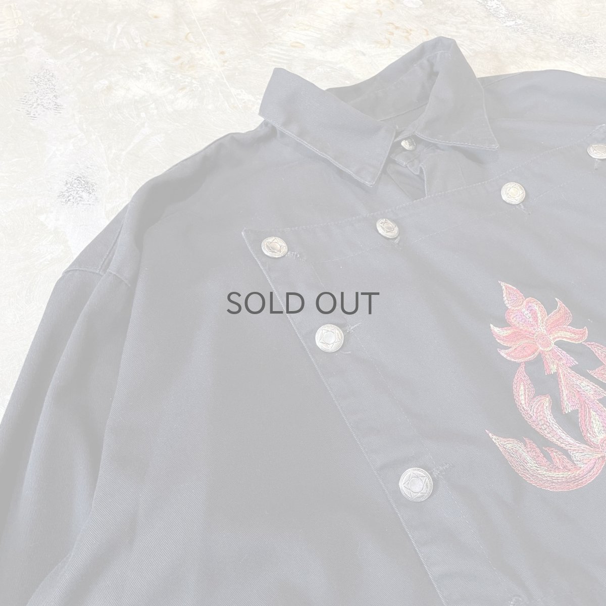 画像3: BOTANICAL GRAPHIC EMBROIDERY HALF BUTTON L/S SHIRT / Mens XL (3)